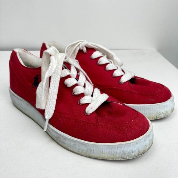 Polo Rlaph Lauren Red Lace up Shoes 8B - Picture 2 of 10